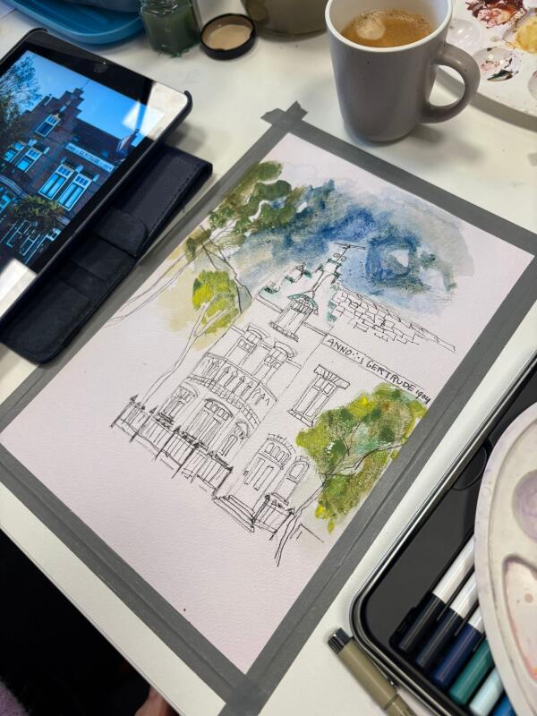 Workshop Huizen tekenen en aquarel