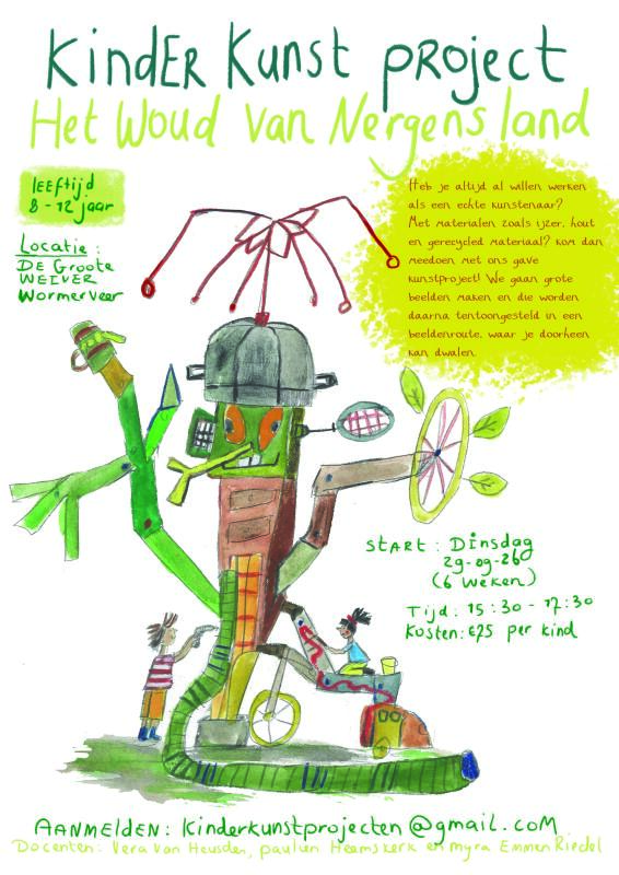 'HET WOUD VAN NERGENSLAND' Kinderkunstproject!