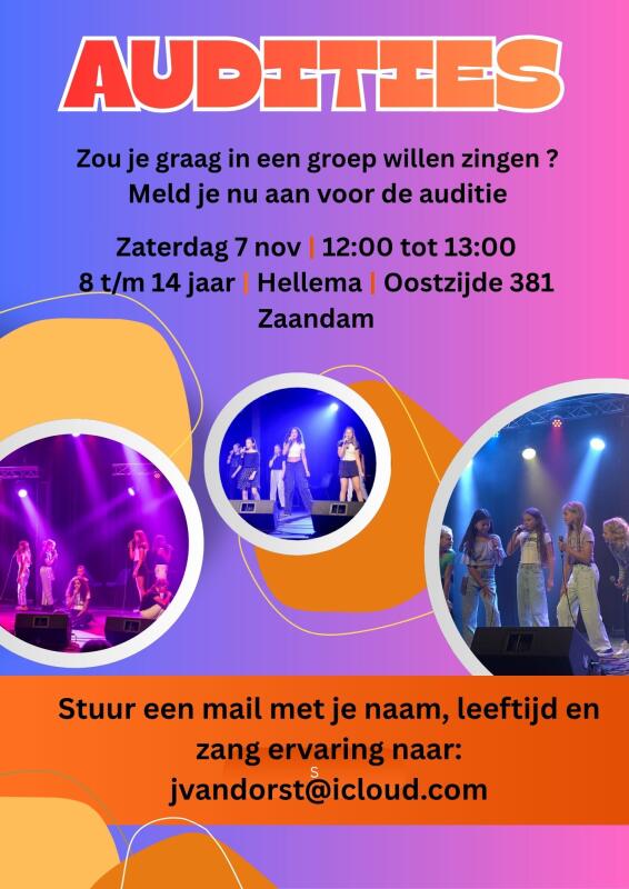 Audities voor de jeugd zanggroepen